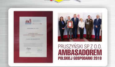 Tytuł Ambasadora Polskiej Gospodarki 2018 dla Pruszyński sp. z o.o.