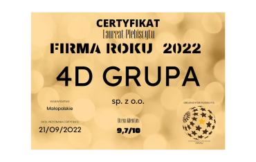 4D Grupa laureatem konkursu Firma Roku 2022